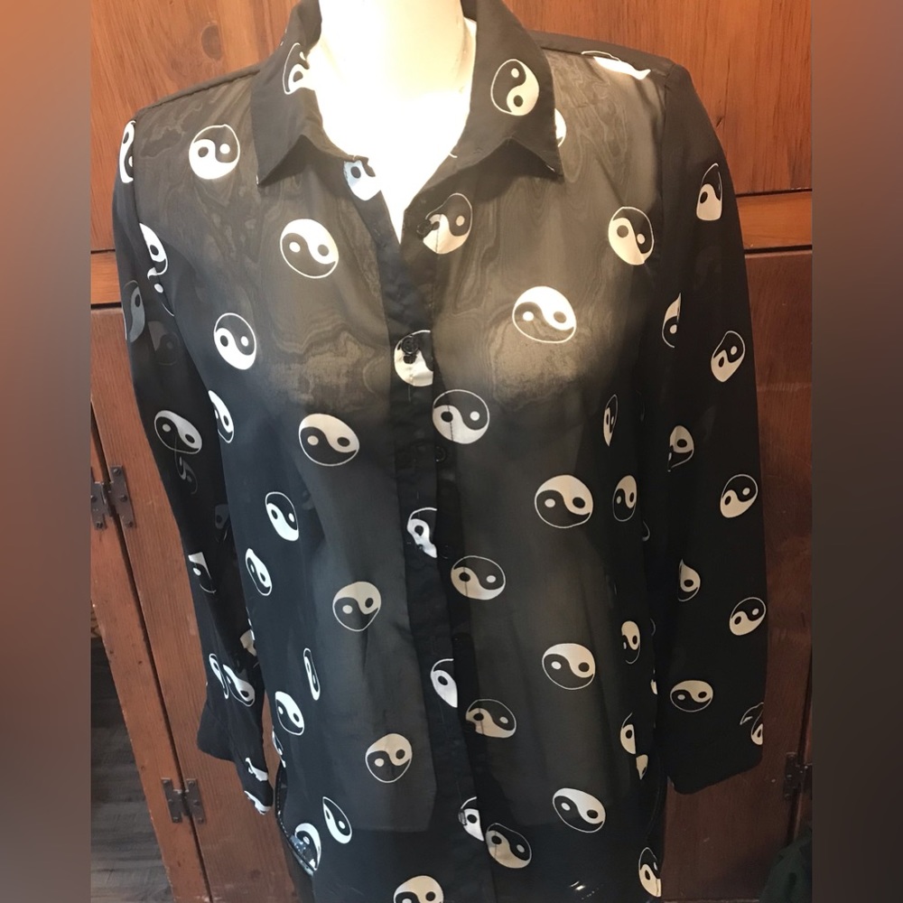 Lovely Black Sheer Nasty Gal Blouse - Size Medium